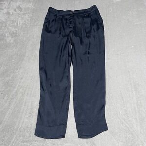 Atos Lombardini Italy Dress Pants Womens 4 Navy Size 38 Italy Satin Trousers